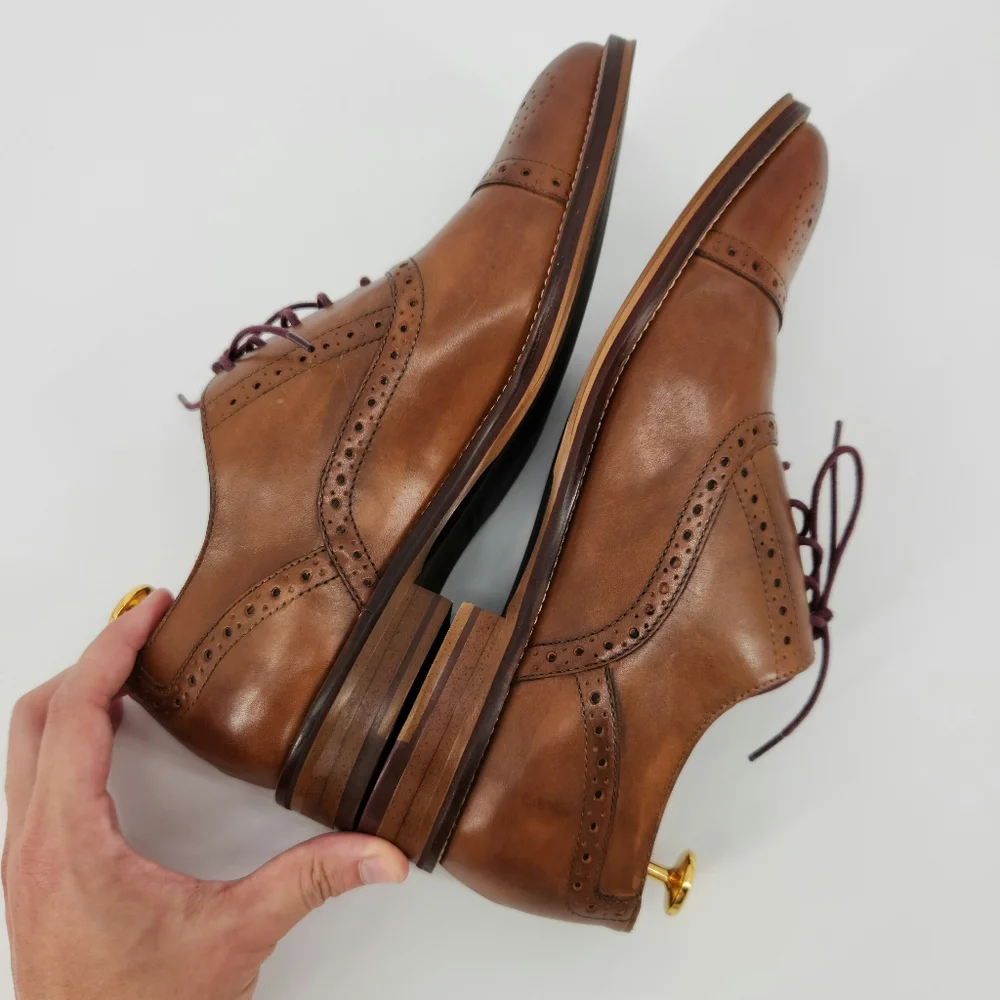 Johnston & Murphy Conard Cap Toe Men's Brown Leather Dress Shoes Size 9.5 M - Picture 11 of 16